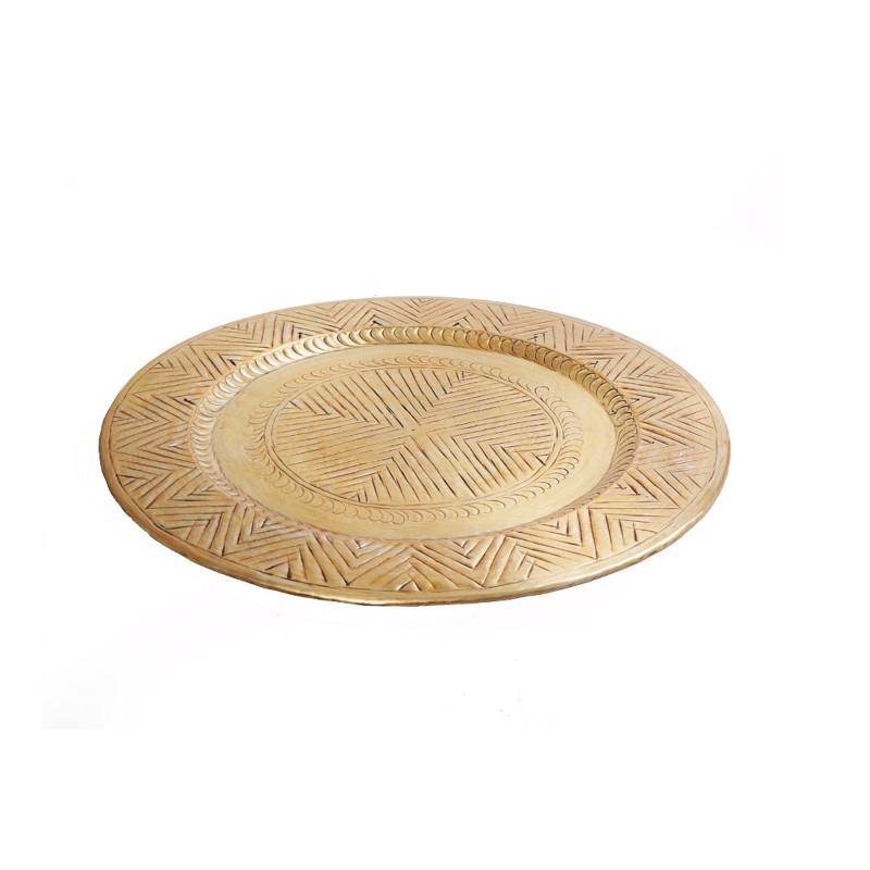 Διακοσμητικός Δίσκος Αλουμινίου Χρυσός με Ανάγλυφο Σχέδιο 50cm LAK505 Espiel