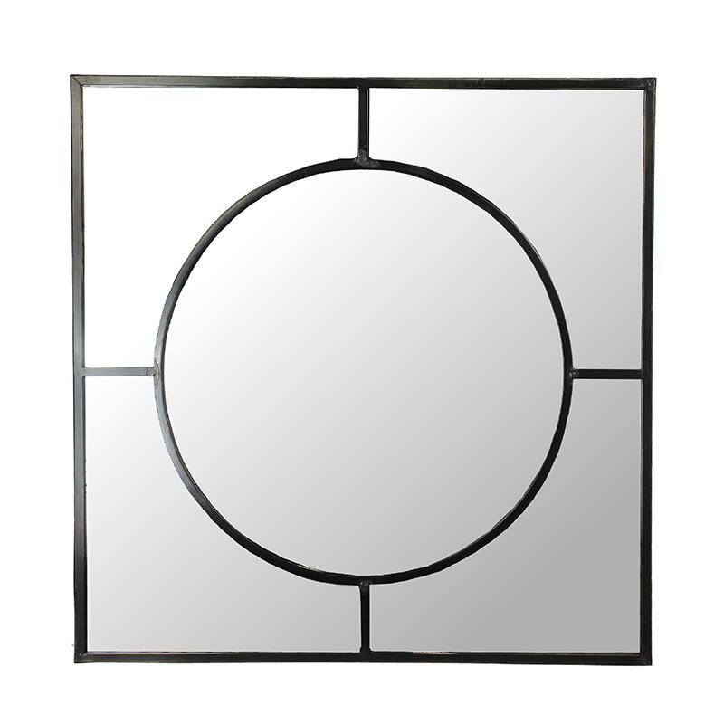 Zaros Καθρέπτης Τοίχου Art Deco με Μεταλλικό Μαύρο Πλαίσιο 77x77x3cm XET-5710