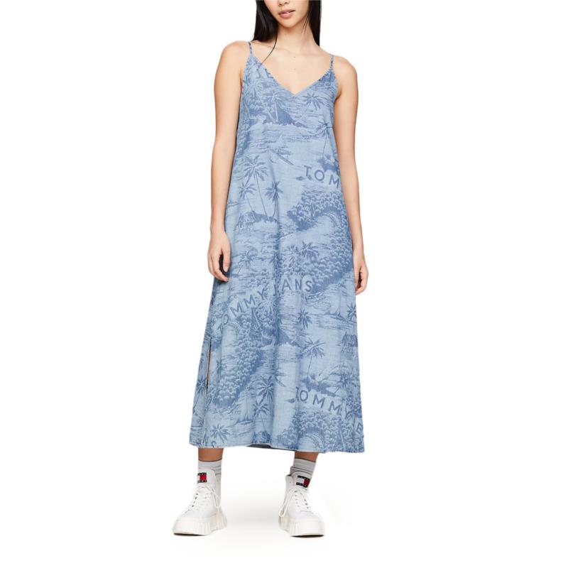 TOMMY JEANS LASER CHAMBRAY MAXI DRESS WOMEN