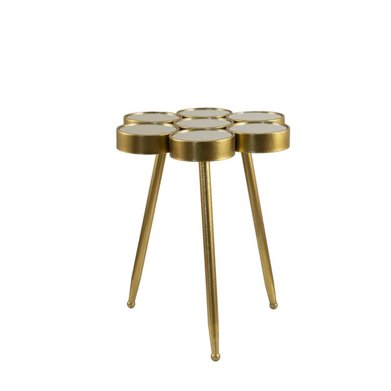 Zen Collection Βοηθητικό Τραπεζάκι Μεταλλικό Χρυσό με Κύκλους και Καθρέπτη 50Χ50Χ60ΕΚ 48597