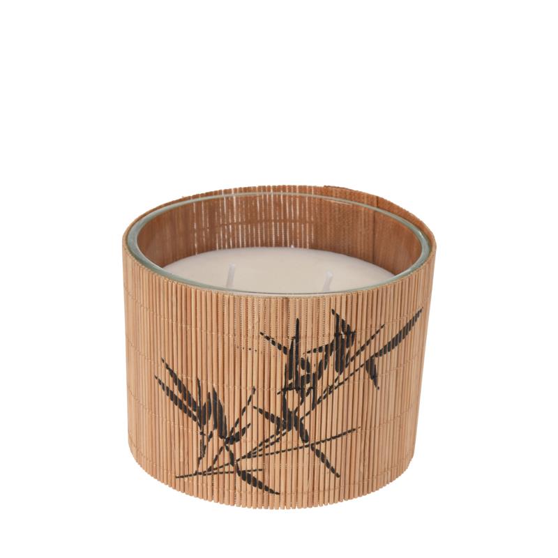 Zaros Κερί σε Δοχείο Bamboo με Print Φ10x10cm CA353