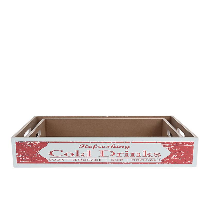 ZAROS Δίσκος Σετ των 2 '''Cold Drinks'' σε Λευκό/Κόκκινο 42/48cm HM441