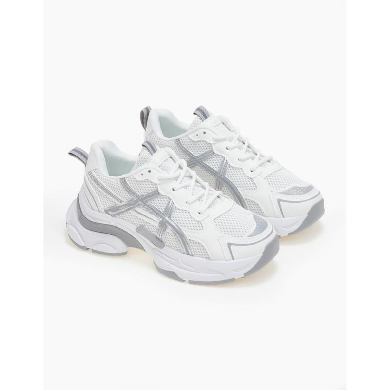 Sneakers με συνδυασμό υλικών - Λευκό