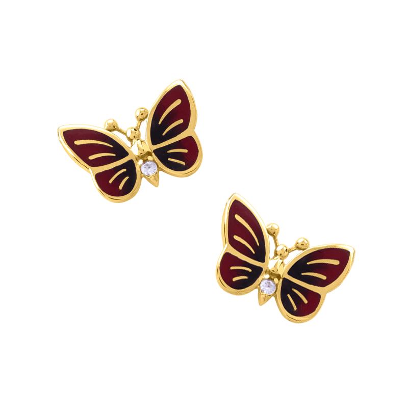 Σκουλαρίκια Πεταλούδα με Σμάλτο και Ζιργκόν Κ9