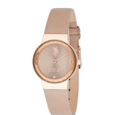 U.S. POLO Angelique - USP8255TP, Rose Gold case with Pink Leather Strap