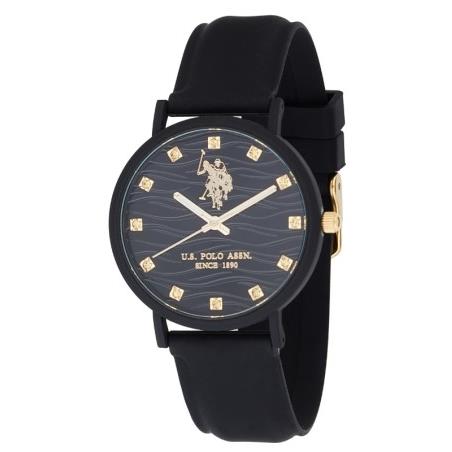 U.S. POLO Lucy Crystal - USP8269BK, Black case with Black Rubber Strap