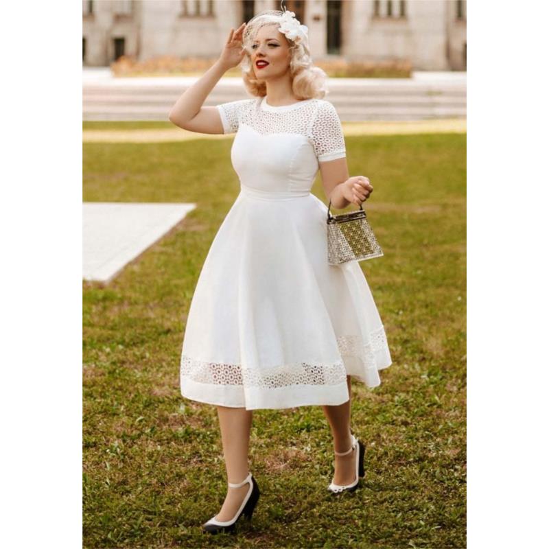 vintage λευκό bridal φόρεμα '50s cotton Tessa