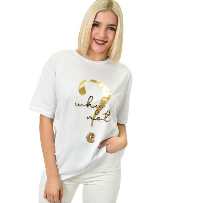 Γυναικείο T-shirt με σχέδιο Why not Λευκό 23183