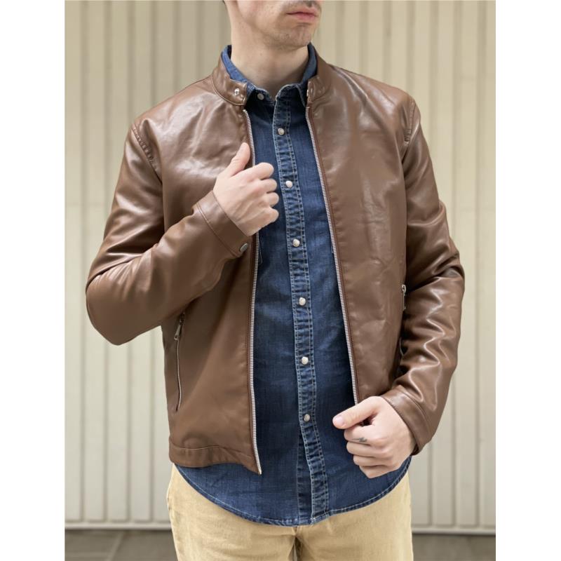 Bread and Buttons ανδρικό ταμπά Jacket από δερματίνη με μάο γιακά G12317T