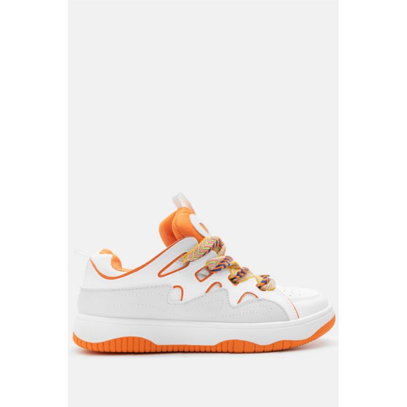 Sneakers με Πολύχρωμα Κορδόνια - Πορτοκαλί