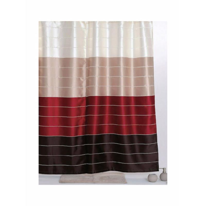 Import Hellas Κουρτίνα Μπάνιου Πλαστική Multi Κόκκινη 240x200cm