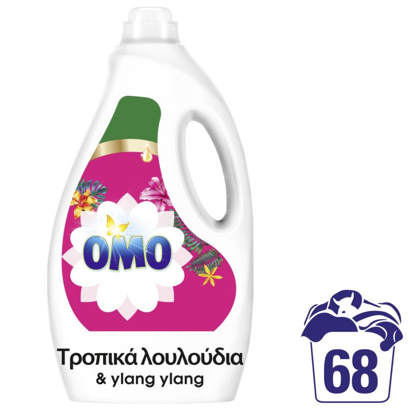 Υγρό Απορρυπαντικού Πλυντηρίου Ρούχων Τροπικά Λουλούδια Omo (68 Mεζ)