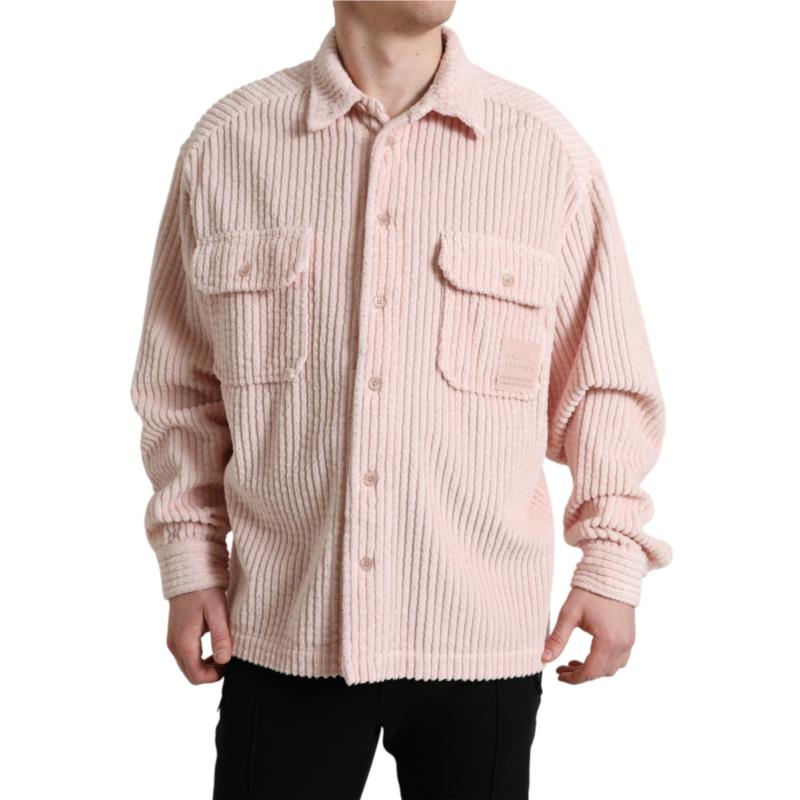 Dolce & Gabbana Pink Cotton Collared Button Shirt Sweater IT50