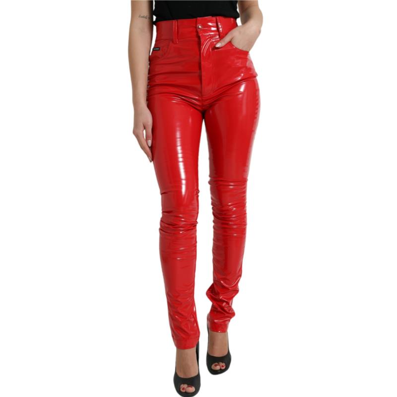 Dolce & Gabbana Shiny Red High Waist Skinny Pants IT38