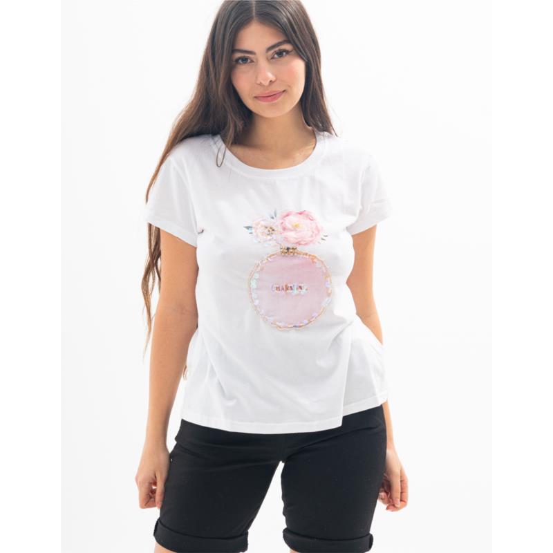 Γυναικεία Μπλούζα T-shirt με Τύπωμα και Στρας