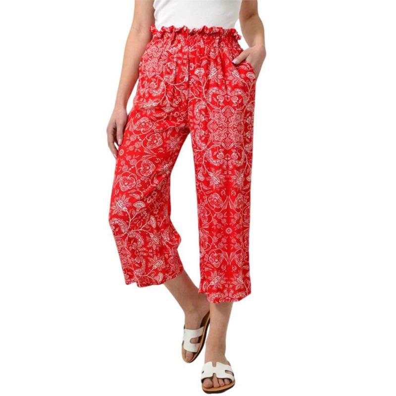 Γυναικεία παντελόνα ζιπ κιλότ χωρίς ζώνη Κόκκινο 23298