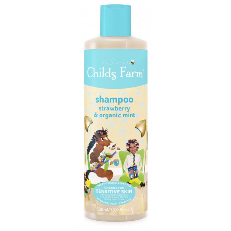 Σαμπουάν Ειδικό για το Ξεμπέρδεμα των μαλλιών με άρωμα Φράουλας και Οργανικής Μέντας Childs Farm (500 ml)