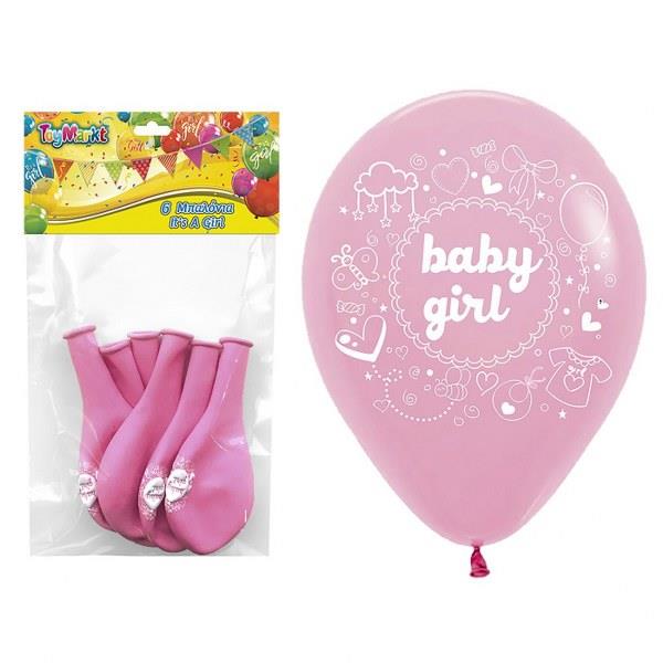 Μπαλόνια 12'' Σετ 6τμχ It's A Girl 30εκ. Toy Markt 71-1246 - Toy Markt - 71-1246