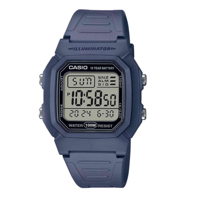 CASIO Collection Dual Time Chronograph Blue Rubber Strap W-800H-2AVES