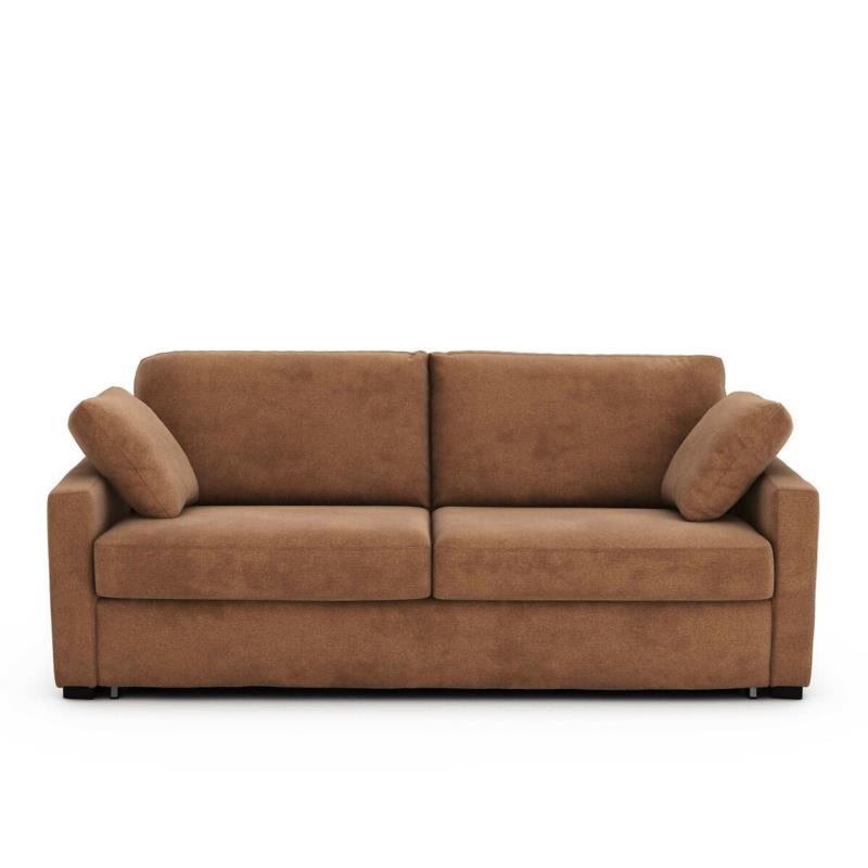 Καναπές-κρεβάτι με ανάγλυφη ταπετσαρία και λάτεξ στρώμα Μ98xΠ185xΥ85cm