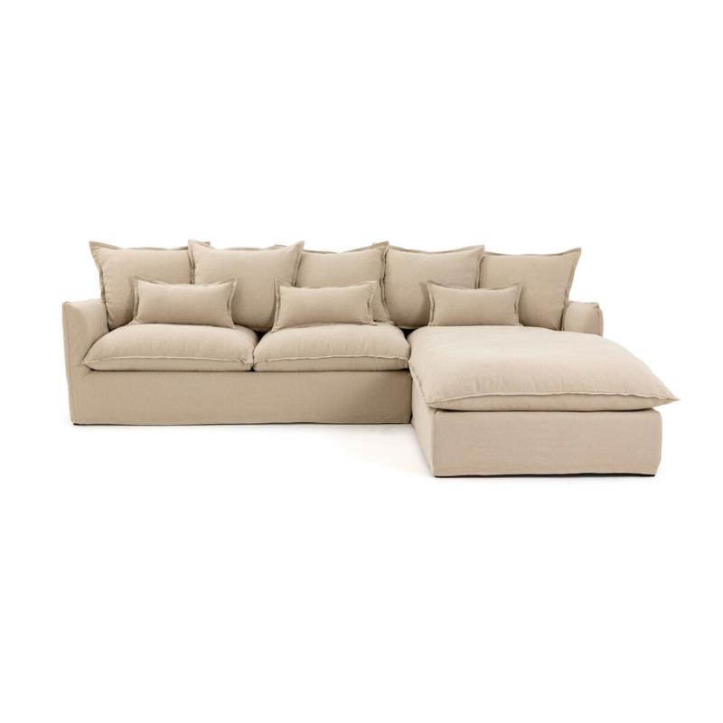 Κάλυμμα για γωνιακό καναπέ από χοντρό λινό ύφασμα Αριστερός