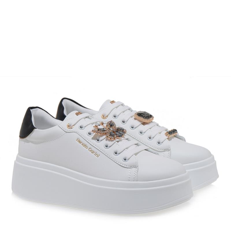 Renato Garini Γυναικεία Παπούτσια Sneakers 756-19R Λευκό Μαύρο Χρυσό S119R7563I61