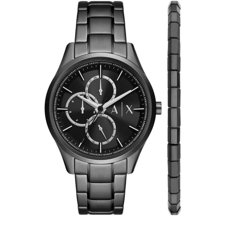 ARMANI EXCHANGE Dante Mens Gift Set - AX7154, Black case with Stainless Steel Bracelet