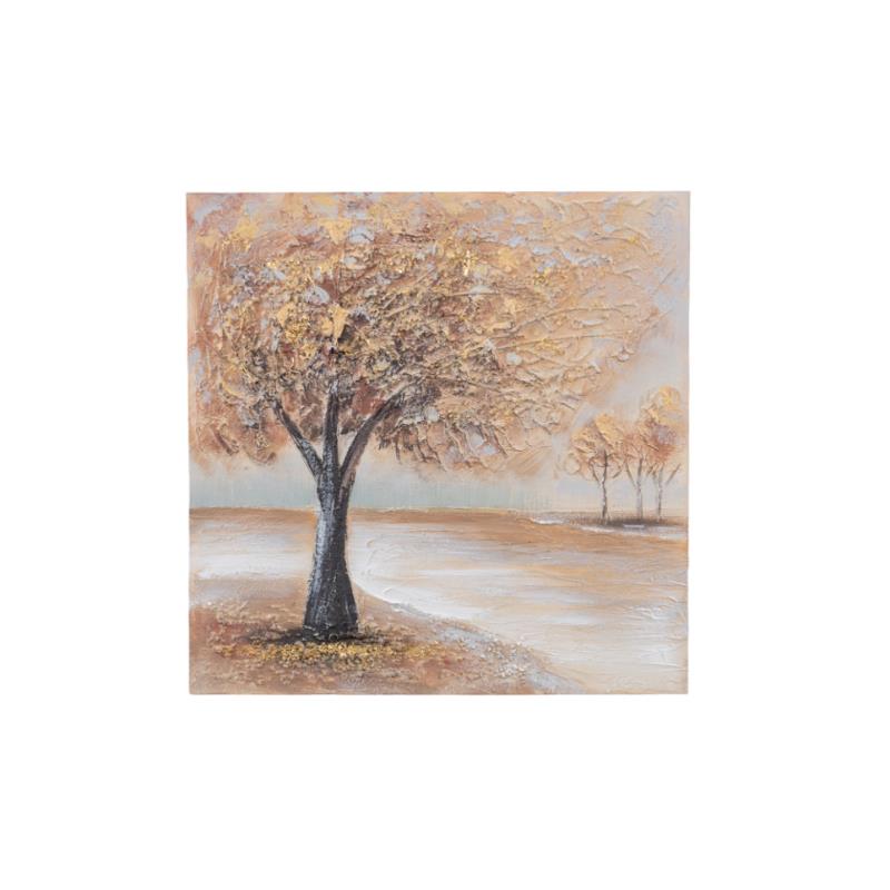 Zen Collection Πίνακας Ζωγραφικής σε Καμβά με Χρυσό Δέντρο σε Μπλε-Γκρι Φόντο 60x3x60cm 49496