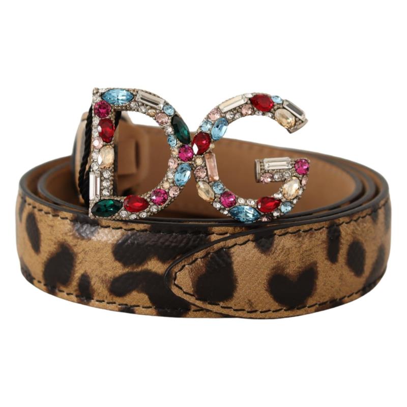Dolce & Gabbana Elegant Crystal-Embellished Leopard Belt 70 cm / 28 Inches