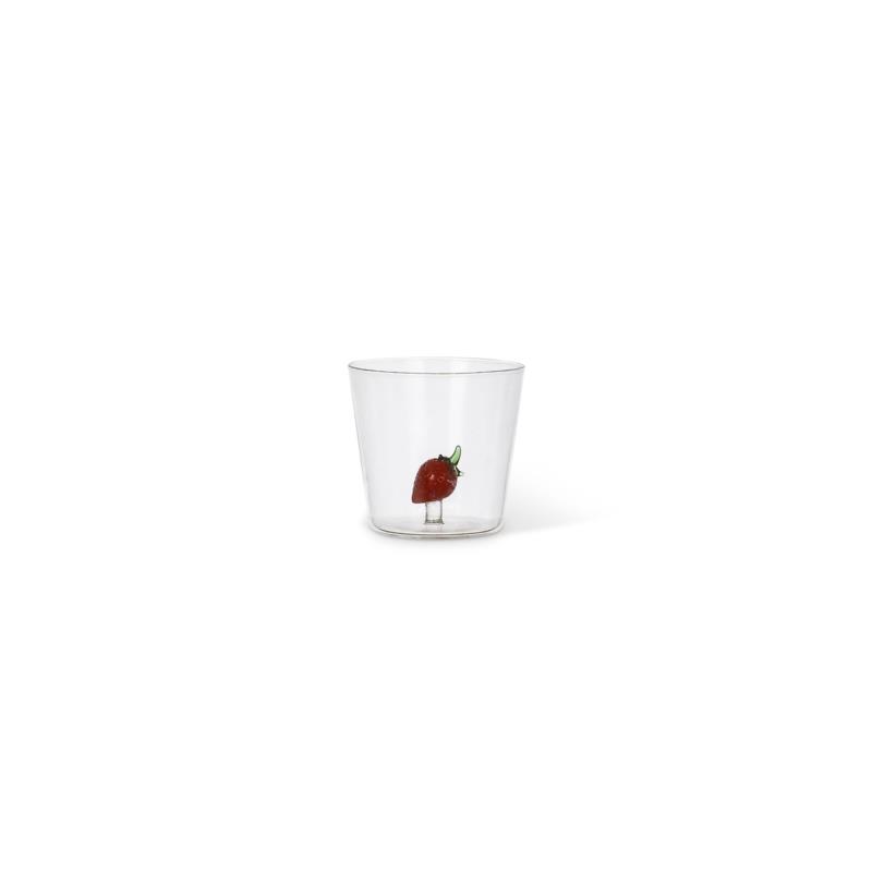 Coincasa ποτήρι γυάλινο με λεπτομέρεια φράουλα 8,5 x 8 cm - 007395388 Διάφανο