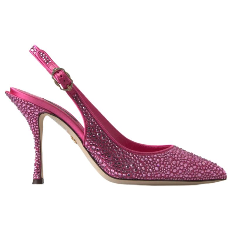 Dolce & Gabbana Pink Slingbacks Crystal Pumps Shoes EU37.5/US7