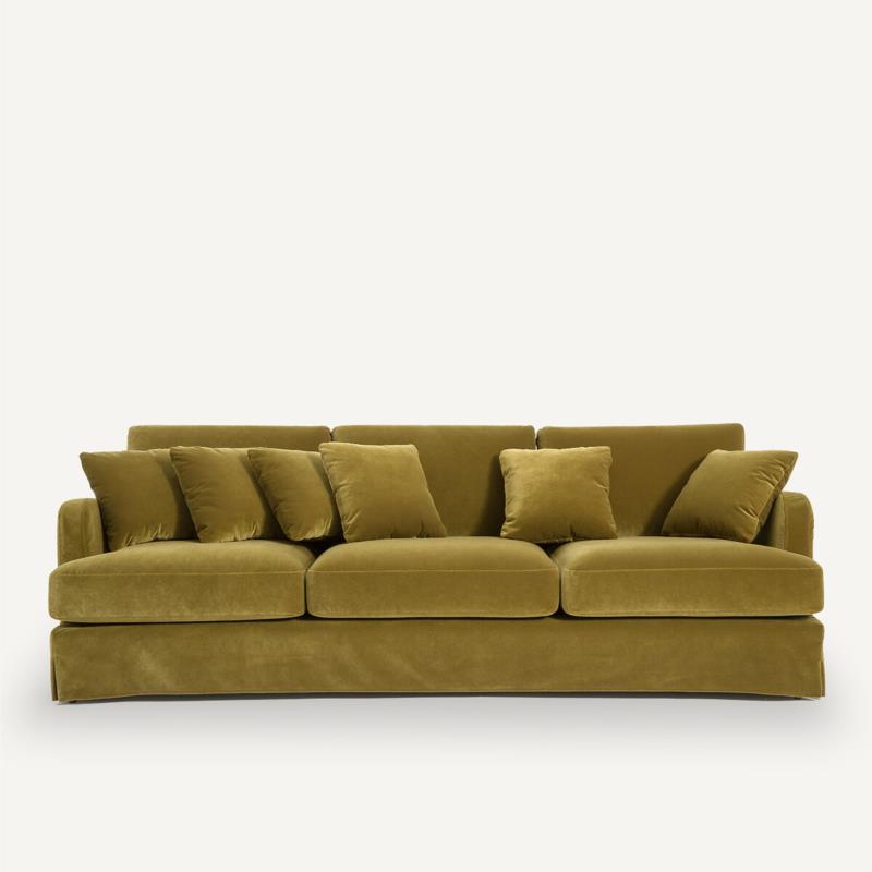 Καναπές με βελούδινη ταπετσαρία Μ103xΠ218xΥ85cm
