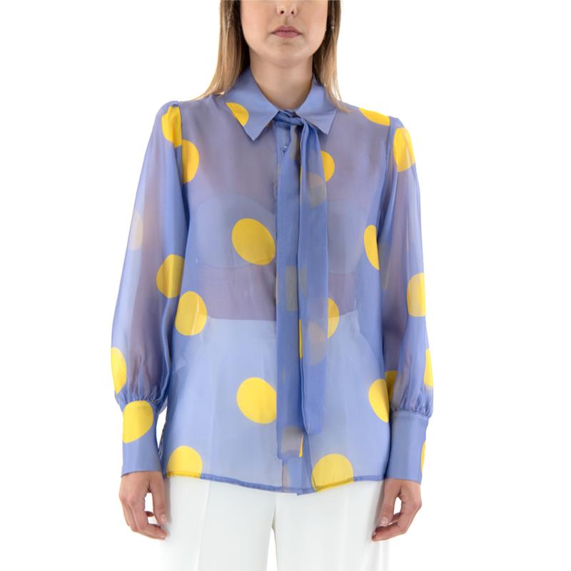 SEE THROUGH POLKA DOT RIBBON LONGSLSEEVE SHIRT WOMEN C.MANOLO