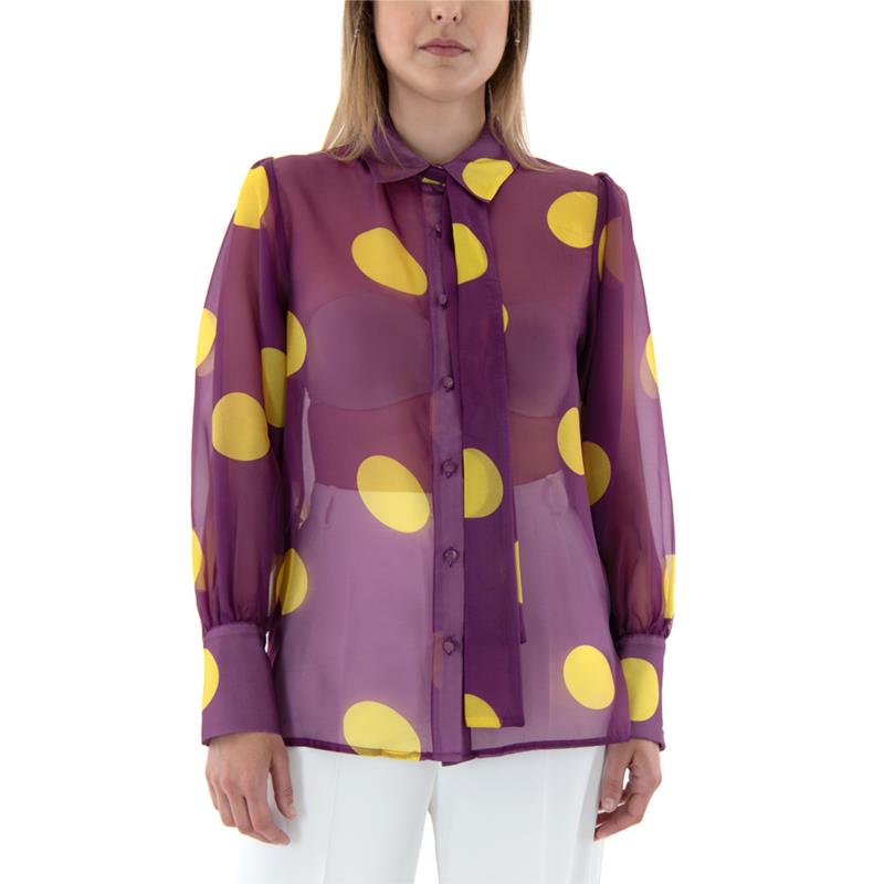 SEE THROUGH POLKA DOT RIBBON LONGSLSEEVE SHIRT WOMEN C.MANOLO