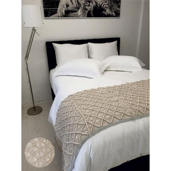 Runner Κρεβατιού Macrame Βαμβακερό Υπέρδιπλο 60x230εκ. Natural 5201847012330-1 (Ύφασμα: Βαμβάκι 100%, Χρώμα: Natural) - OEM - 5201847012330-1