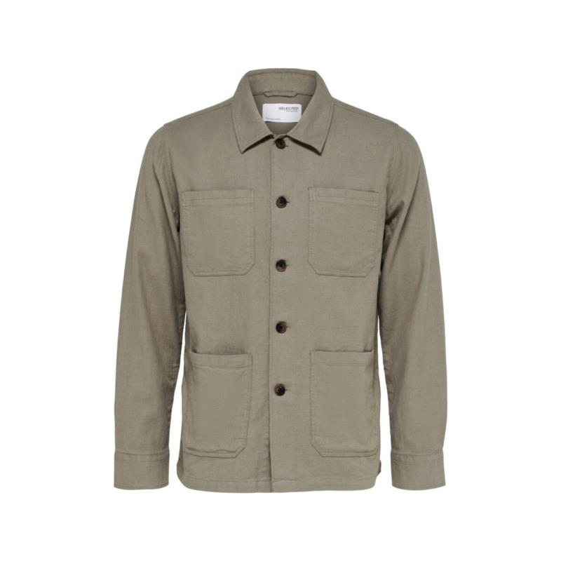 Πουκάμισο με μακριά μανίκια Selected Brody Linen Shirt - Vetiver
