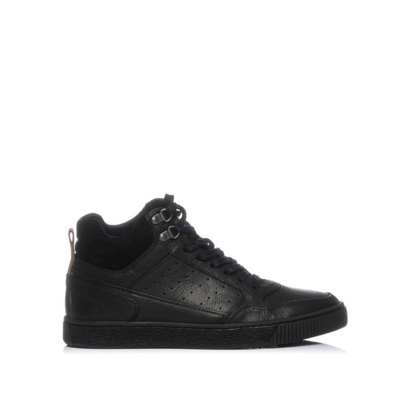 Ανδρικό μαύρο δερμάτινο sneaker μποτάκι
