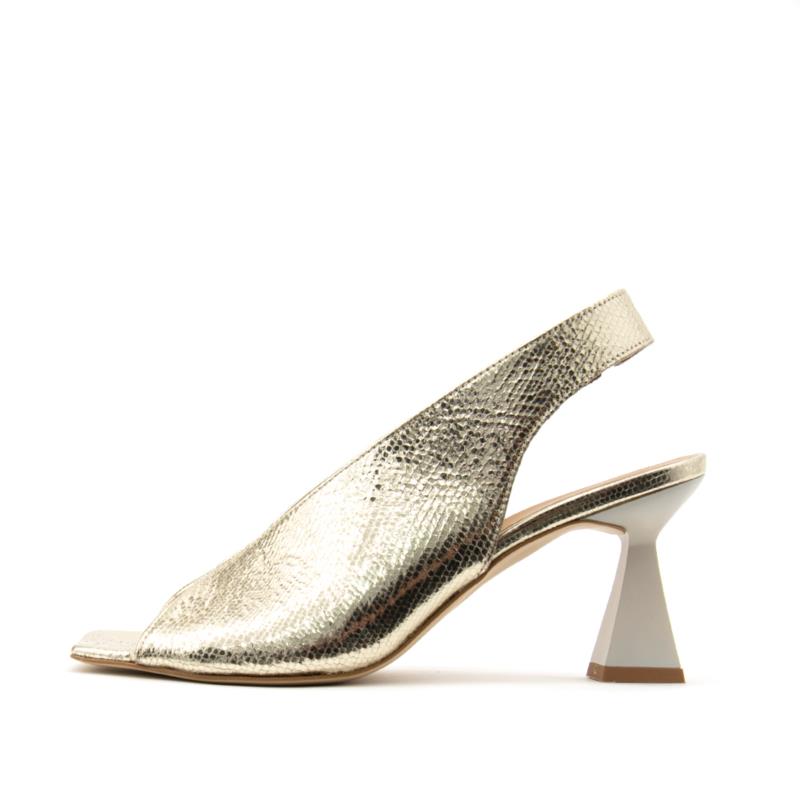 SNAKE SKIN LEATHER SLINGBACK HIGH HEEL SANDALS WOMEN PAOLA FERRI