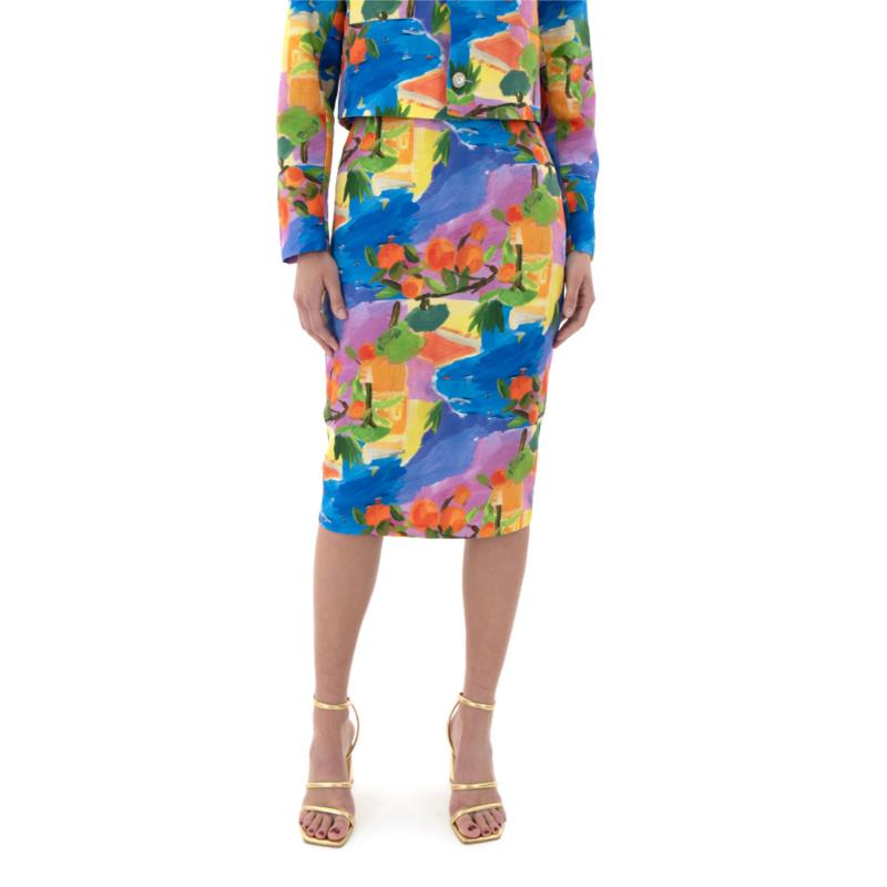 PRINTED MIDI SKIRT WOMEN C.MANOLO