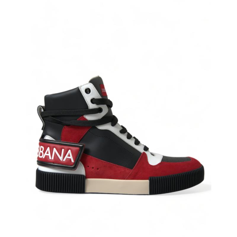 Dolce & Gabbana Black Red Leather High Top Miami Sneakers Shoes EU39/US6