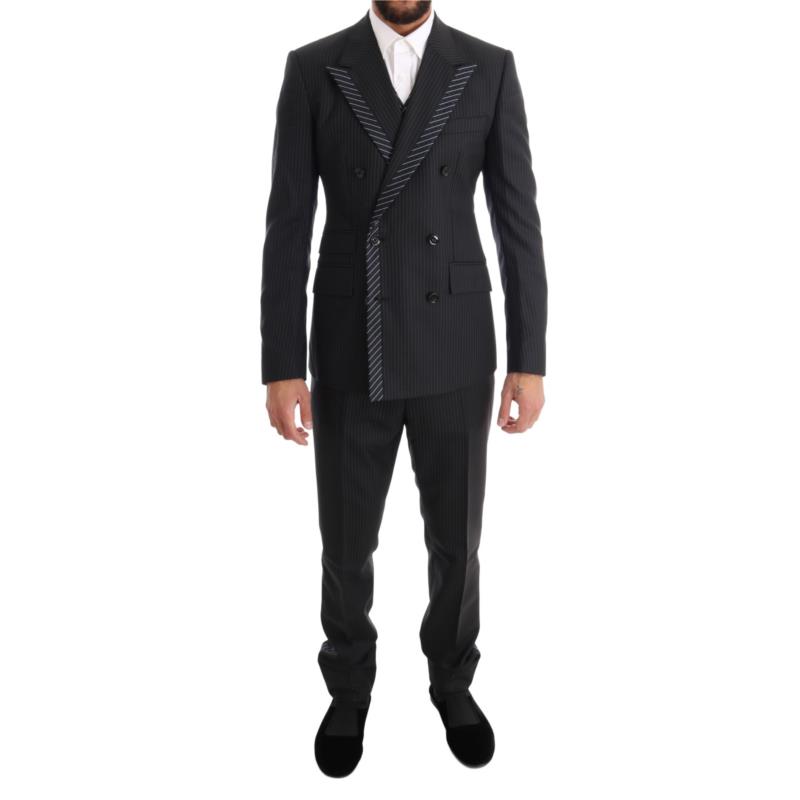 Dolce & Gabbana Gray Double Breasted 3 Piece Suit IT46