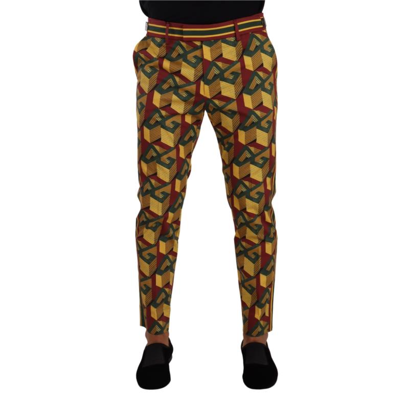 Dolce & Gabbana Multicolor Logo Mania Cotton Tapered Trouser Pants IT48