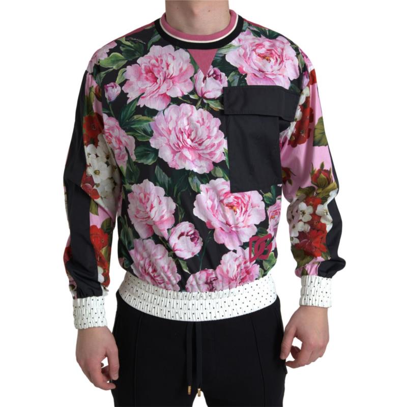 Dolce & Gabbana Pink Floral Roses Crewneck Top Sweater IT44
