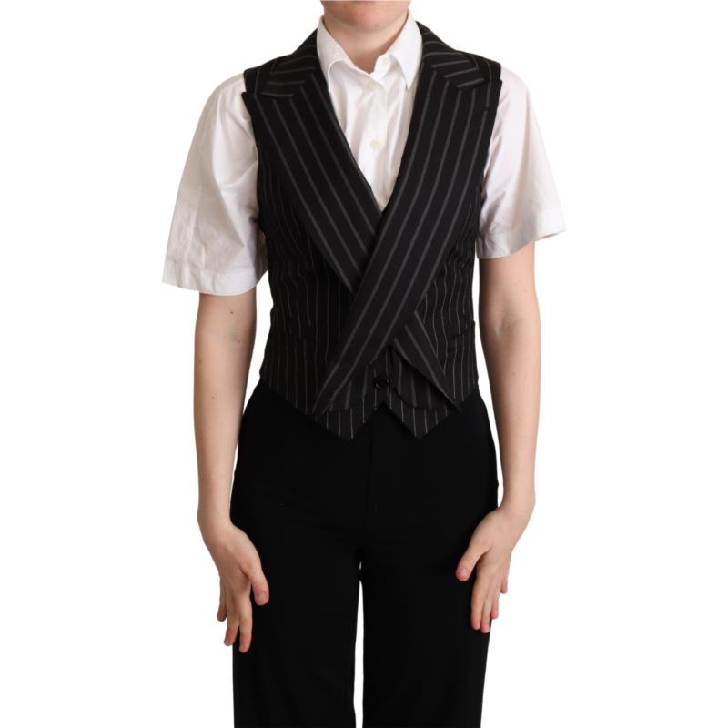 Dolce & Gabbana Black Brown Leopard Print Waistcoat Vest IT40