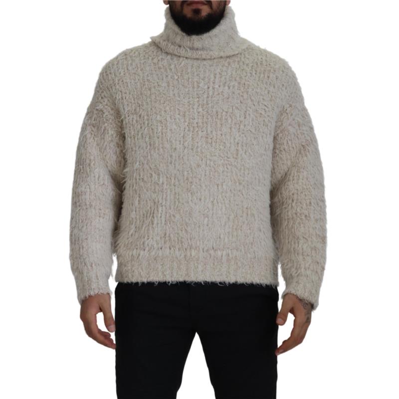 Dolce & Gabbana Elegant Cream Turtleneck Wool Blend Sweater IT46