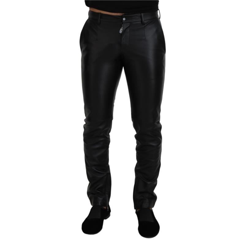 Dolce & Gabbana Elegant Black Agnello Trousers for Men IT46