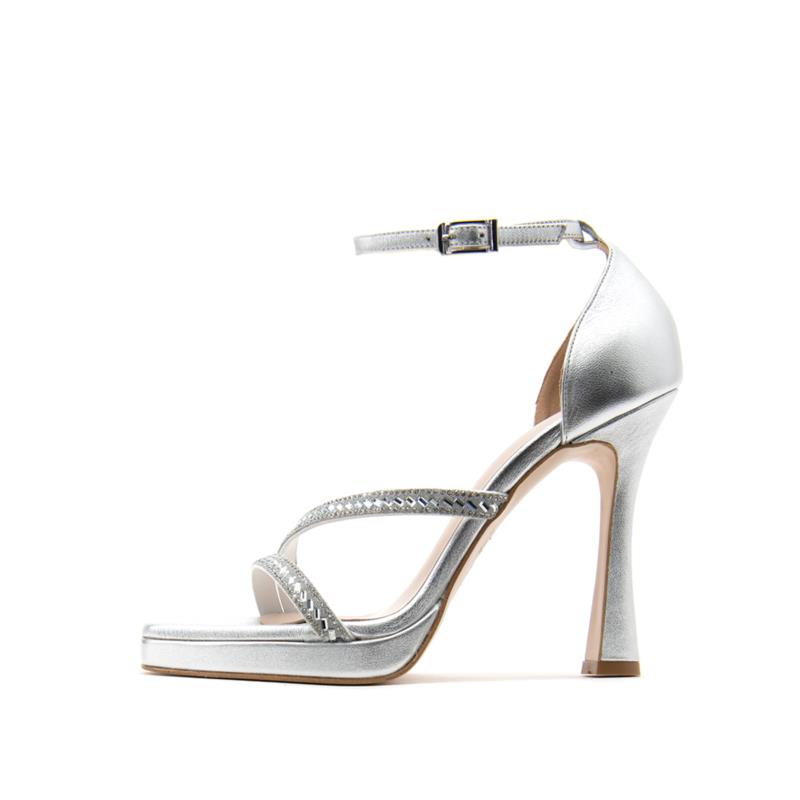 METALLIC LEATHER HIGH HEEL SANDALS WOMEN FARDOULIS