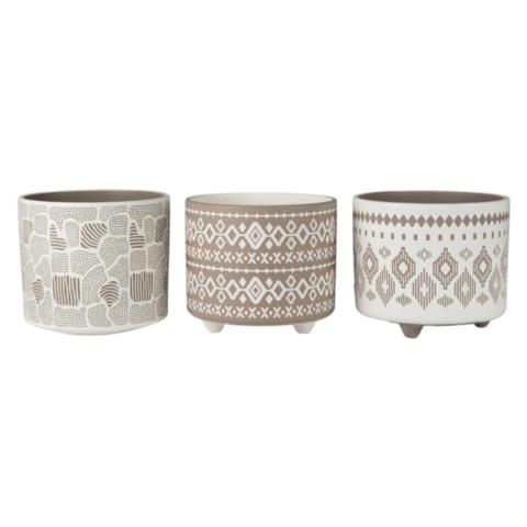 Zen Collection Κασπώ Κεραμικό με Ποδαράκια σε Τρία Γεωμετρικά Σχέδια Φ14x12cm 50021