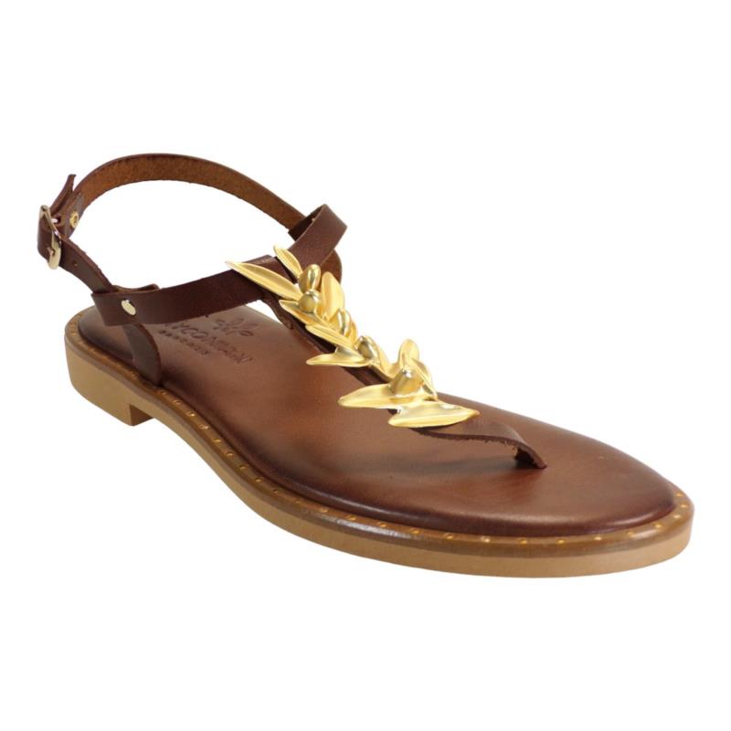Myconian Greek Sandals Γυμαικεία Παπούτσια Πέδιλα 221584 Καφέ