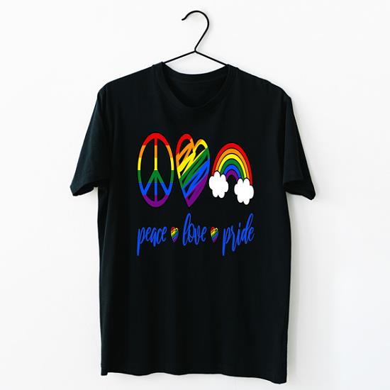Peace Love Pride - Organic Vegan T-Shirt Unisex Μαύρο XXS